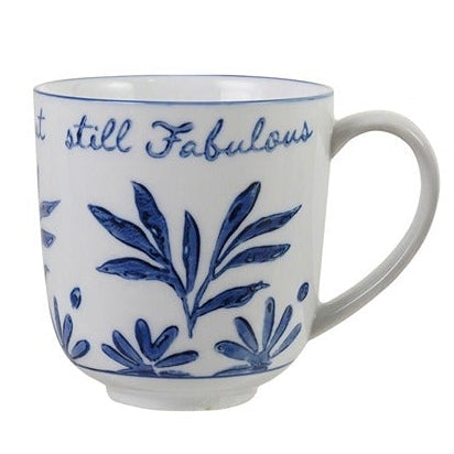 Stoneware Mug With Saying | Blue & White