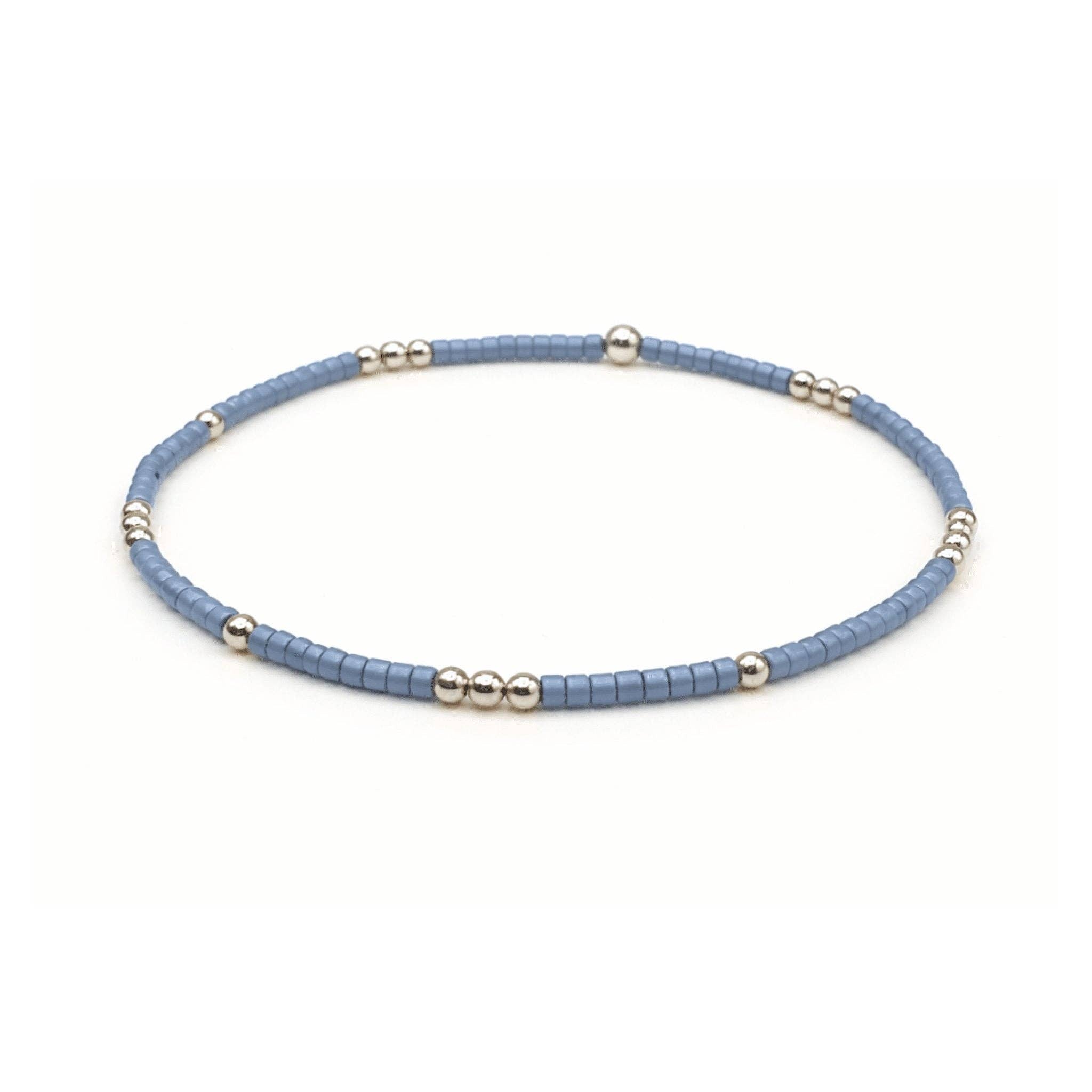 2mm Newport DENIM BLUE + Gold Filled Waterproof Bracelet: 7"