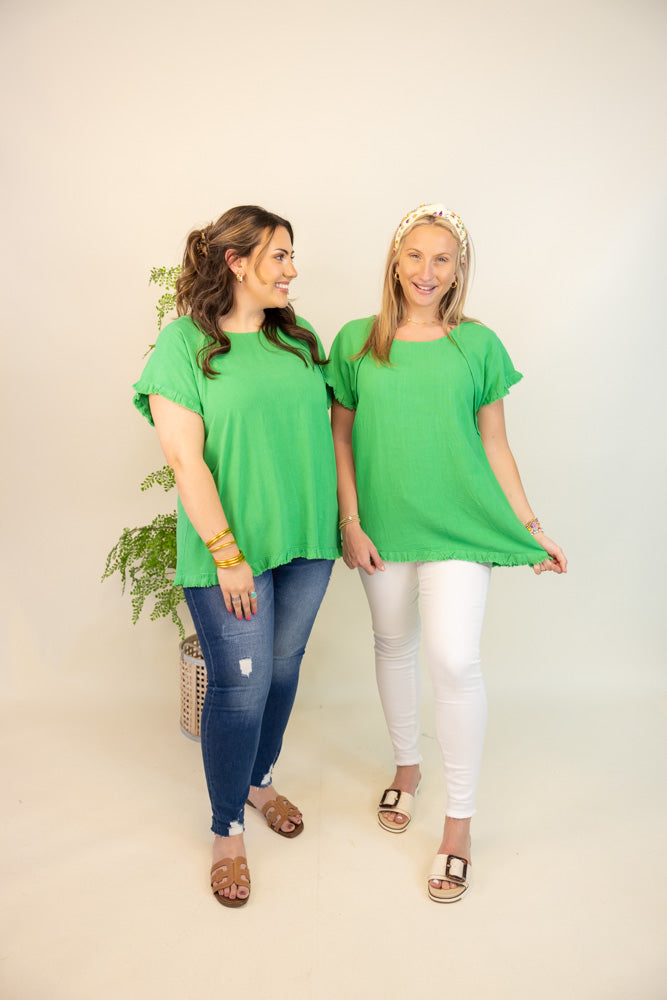 Pintuck High-Low Frayed Hem Linen Tunic Top (Final Sale)