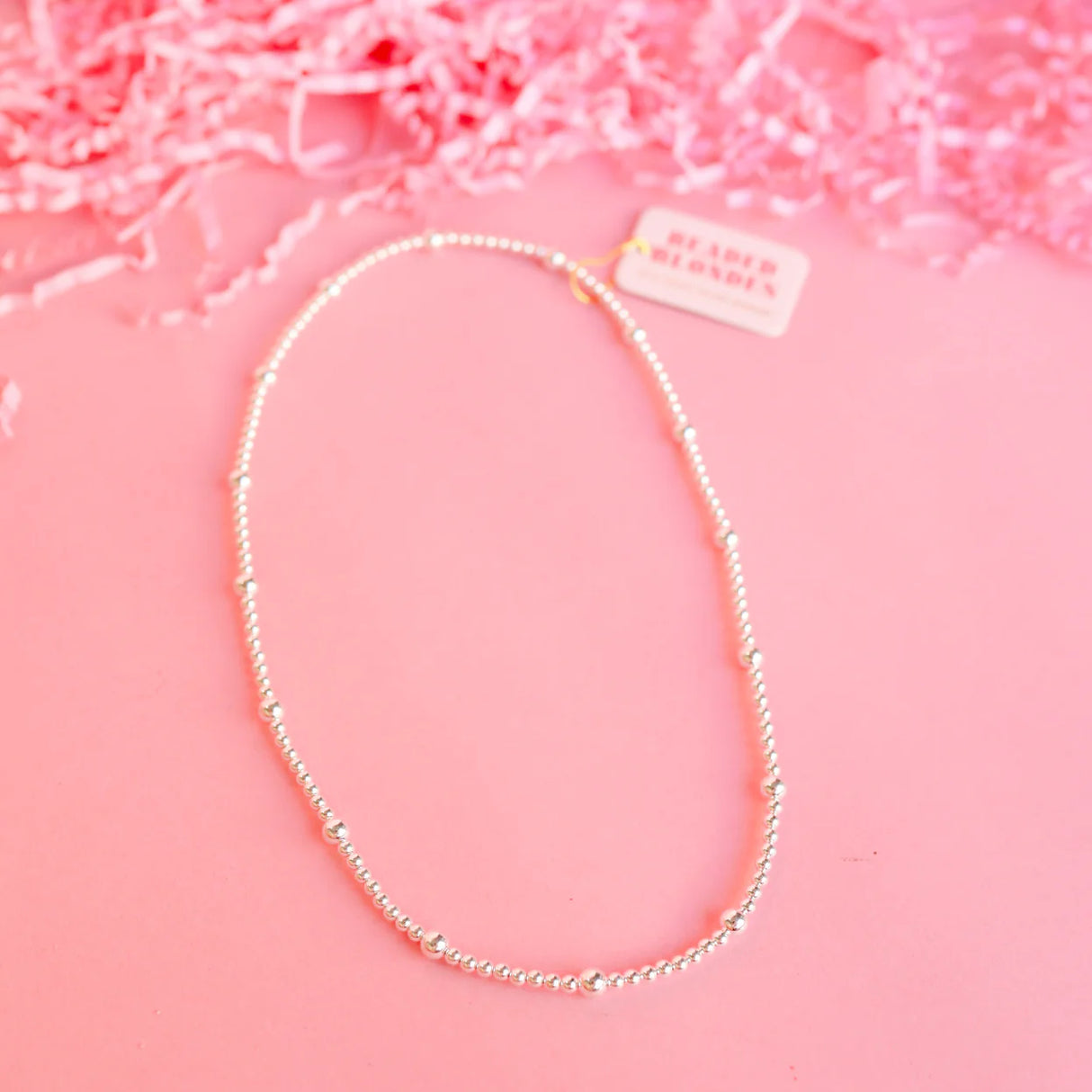 Beaded Blondes | Olive Beaded Necklace in Silver
