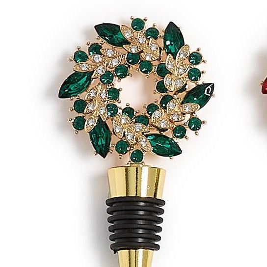 Two's Company | Holiday Wreath Jeweled Bottle Stopper
