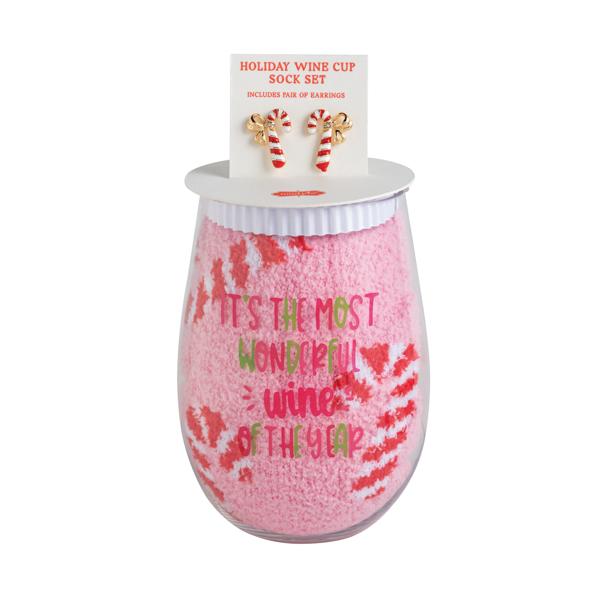 Mudpie | Candy Cane Wine Cup Gift Set