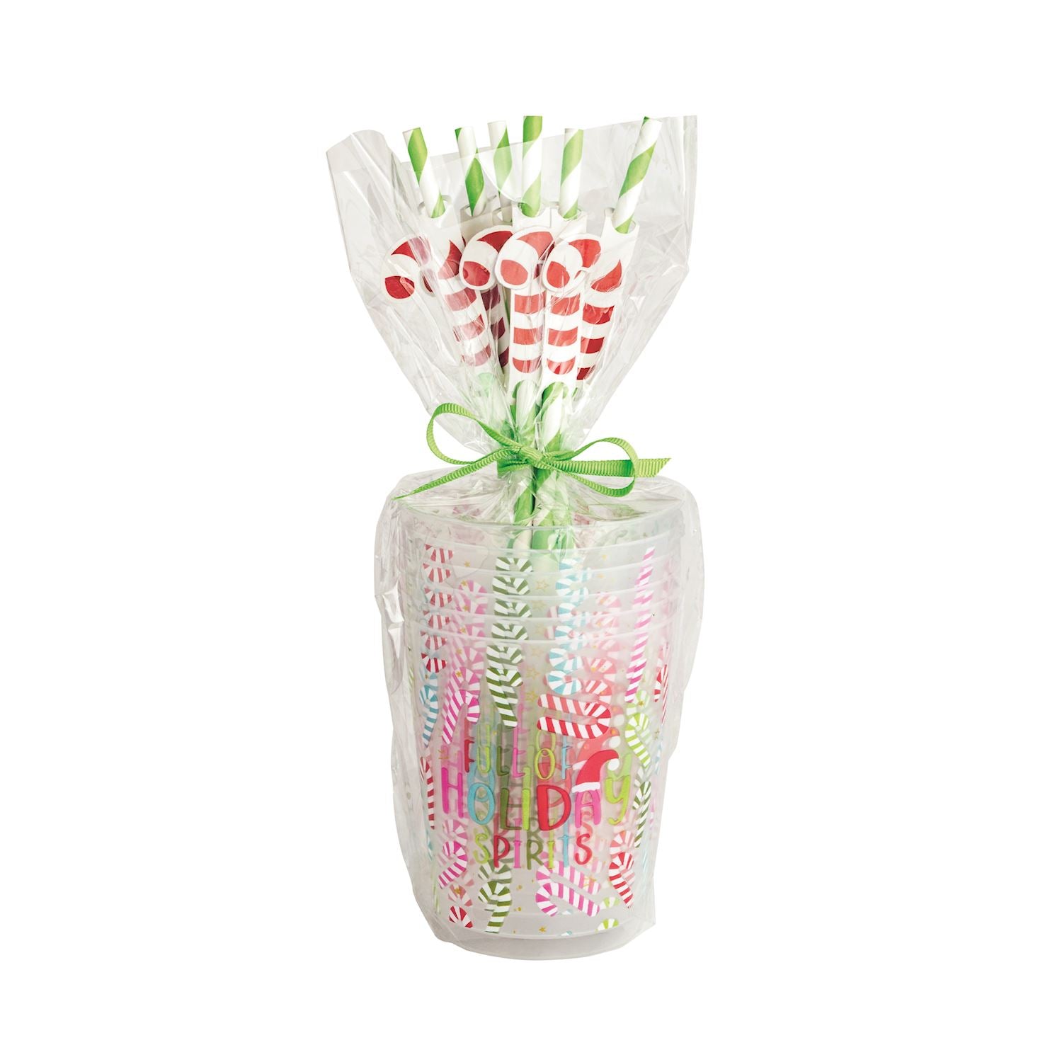 Mudpie | Green Holiday Party Cup & Straw Set