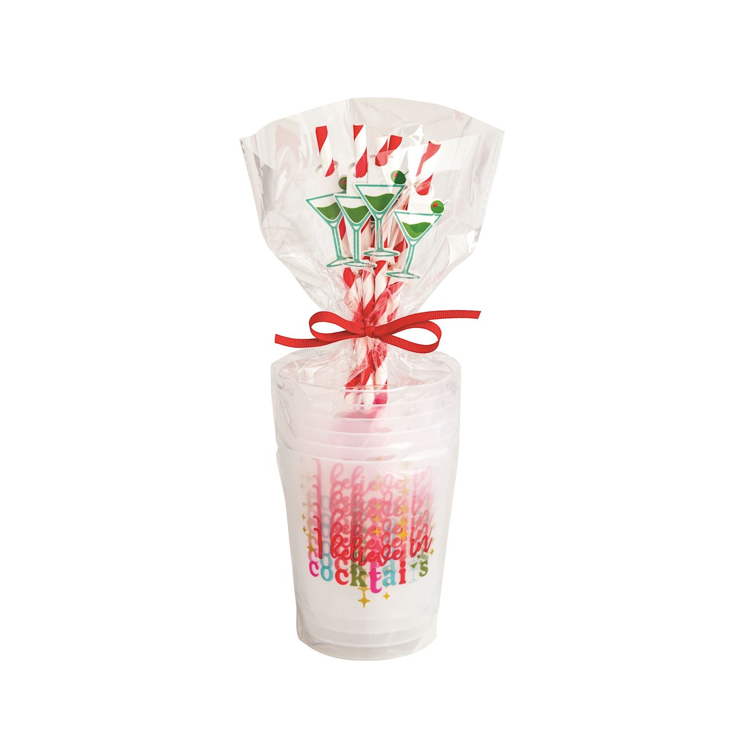 Mudpie | Red Holiday Party Cup & Straw Set