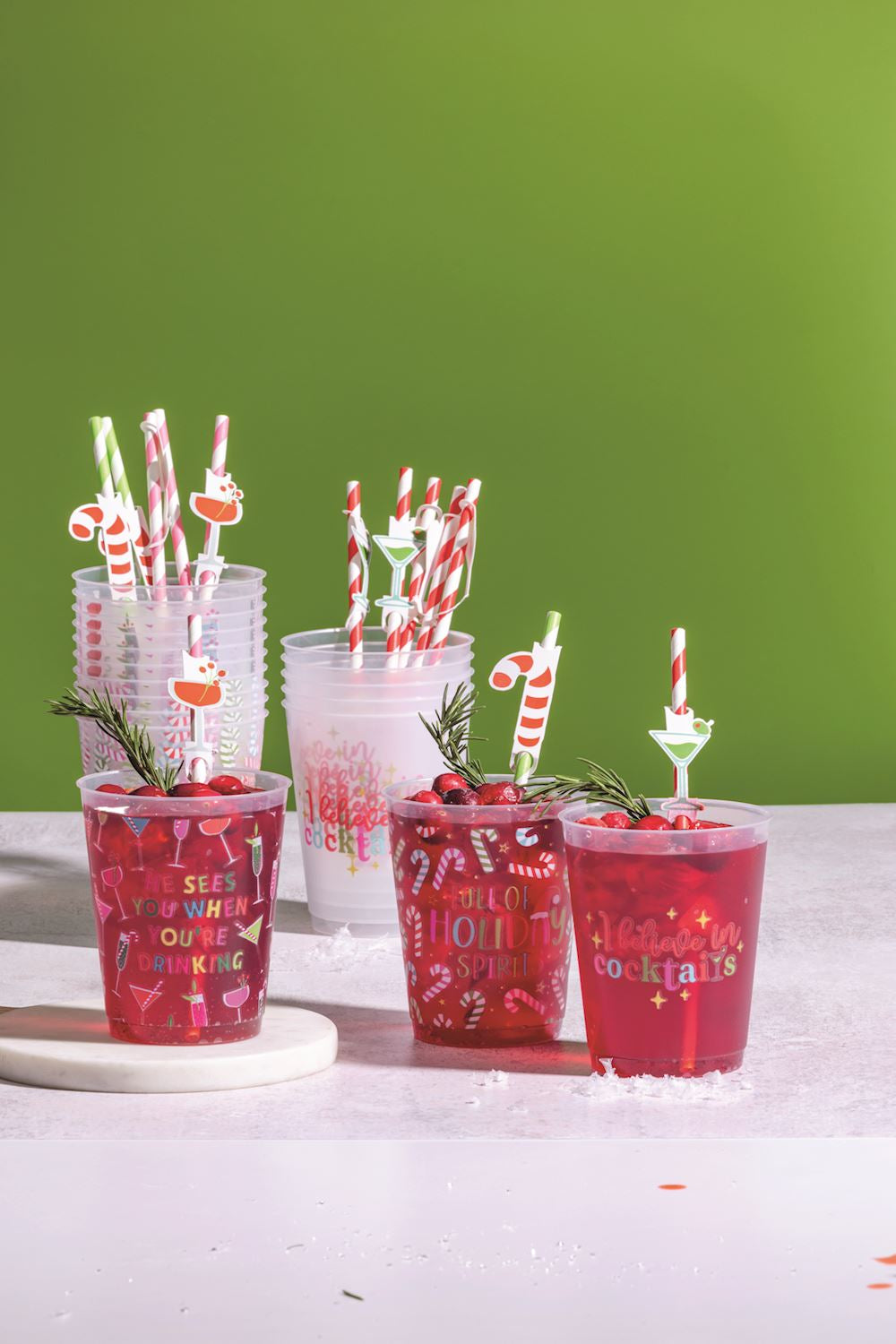 Mudpie | Red Holiday Party Cup & Straw Set