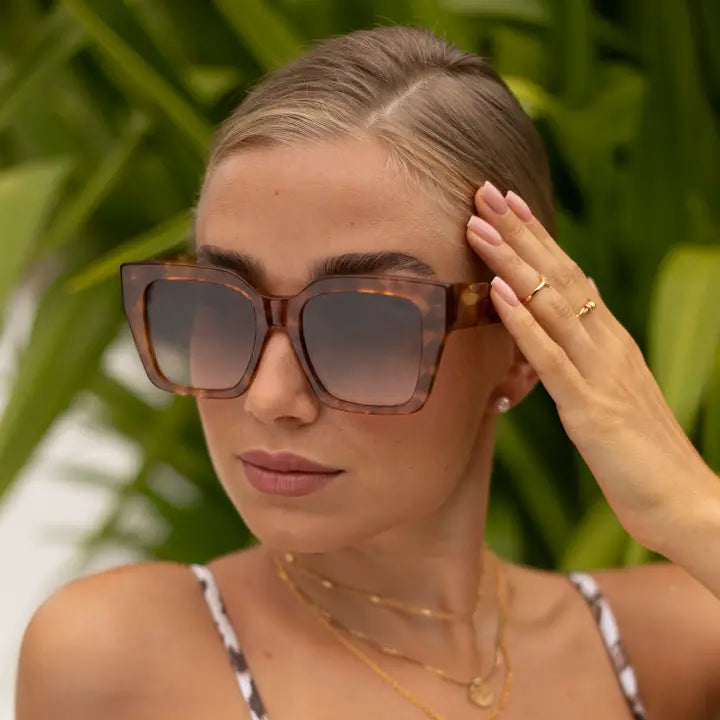 Freyrs | Bon Chic Acetate Oversized Square Sunglasses-Light Tortoise