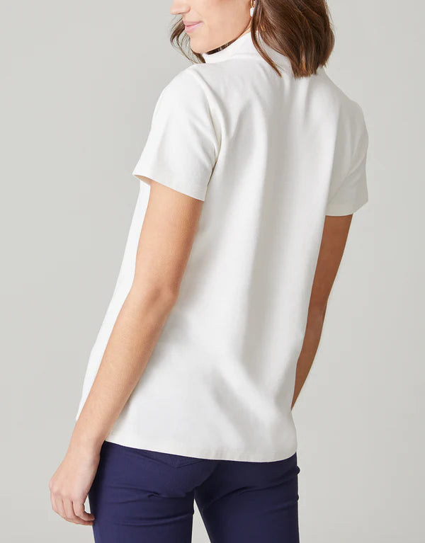 Spartina | Short Sleeve Serena Half-Zip Pearl White