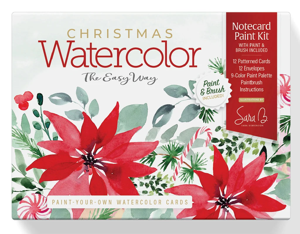 Christmas Watercolor The Easy Way : Notecard Paint Kit with Paint and Brush Included