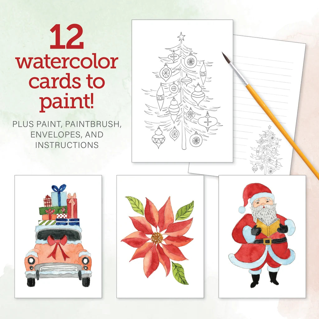 Christmas Watercolor The Easy Way : Notecard Paint Kit with Paint and Brush Included