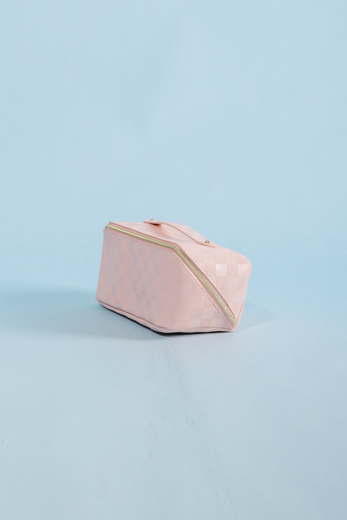 Vegan Leather Checkered Makeup Bag