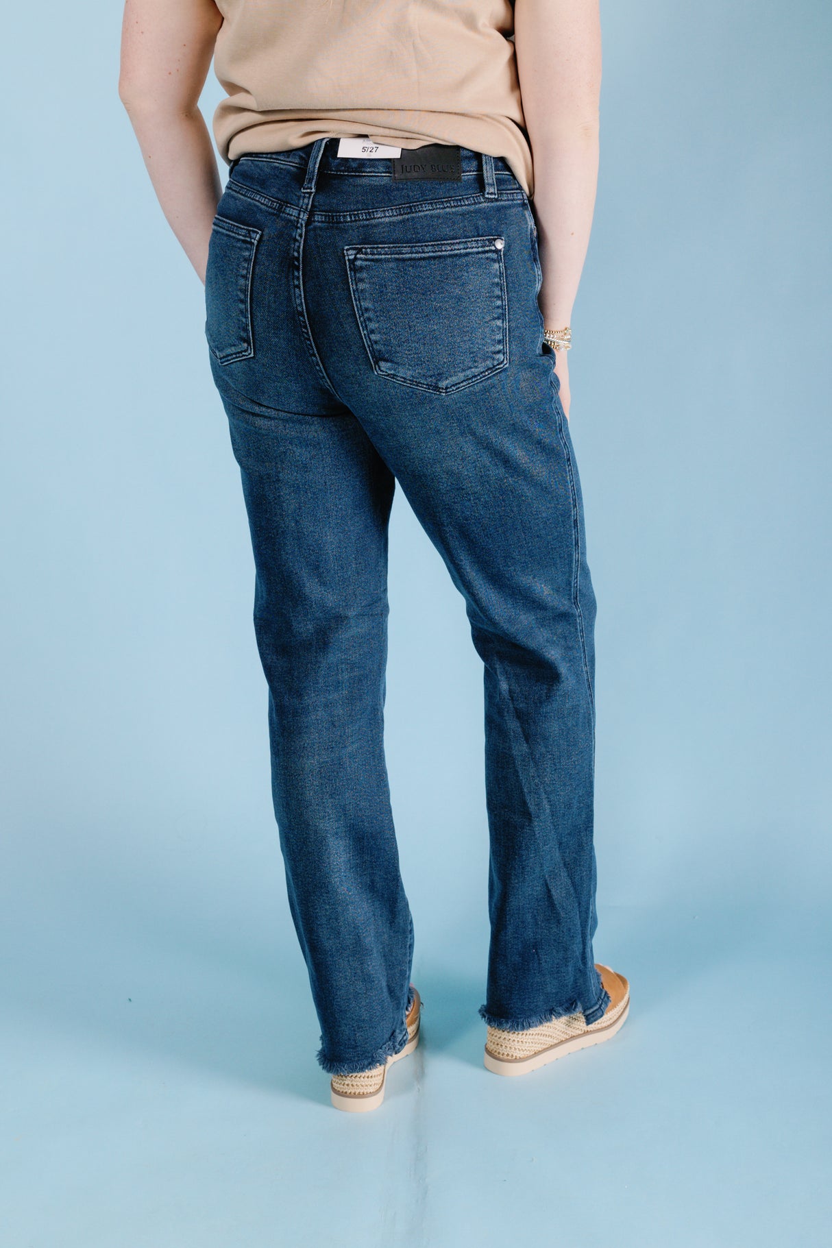 Judy Blue | High Waist Button Fly Hem Destroy Straight