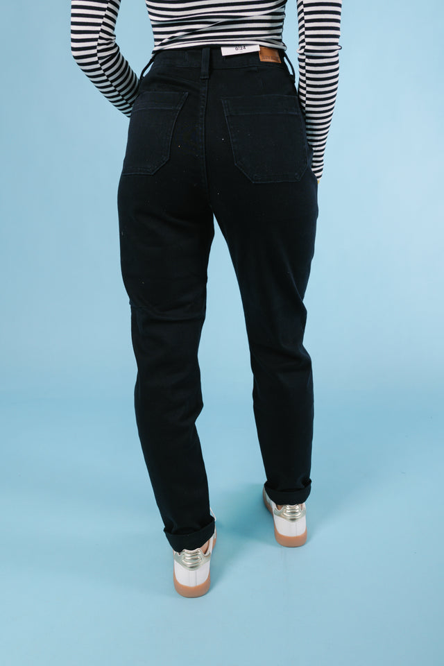 Judy Blue | High Waist Jet Black Double Roll Cuff Jogger (Final Sale)