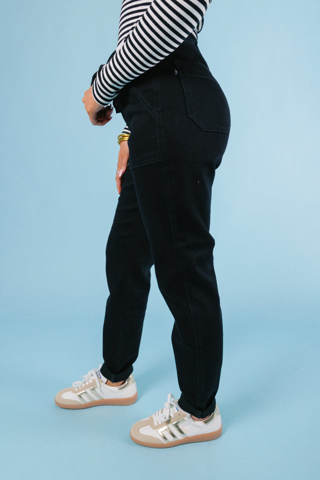 Judy Blue | High Waist Jet Black Double Roll Cuff Jogger (Final Sale)