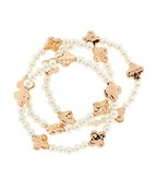 Madison's Exclusive | Three Row Clover Station Pearl Bracelet