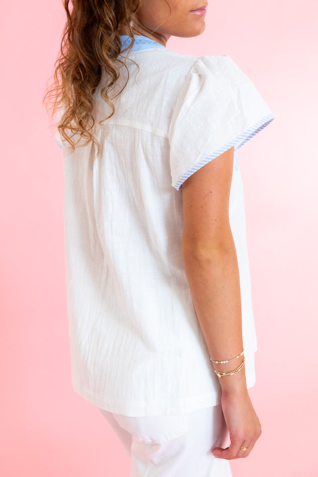 Solid Top with Stripe Abstract Applique