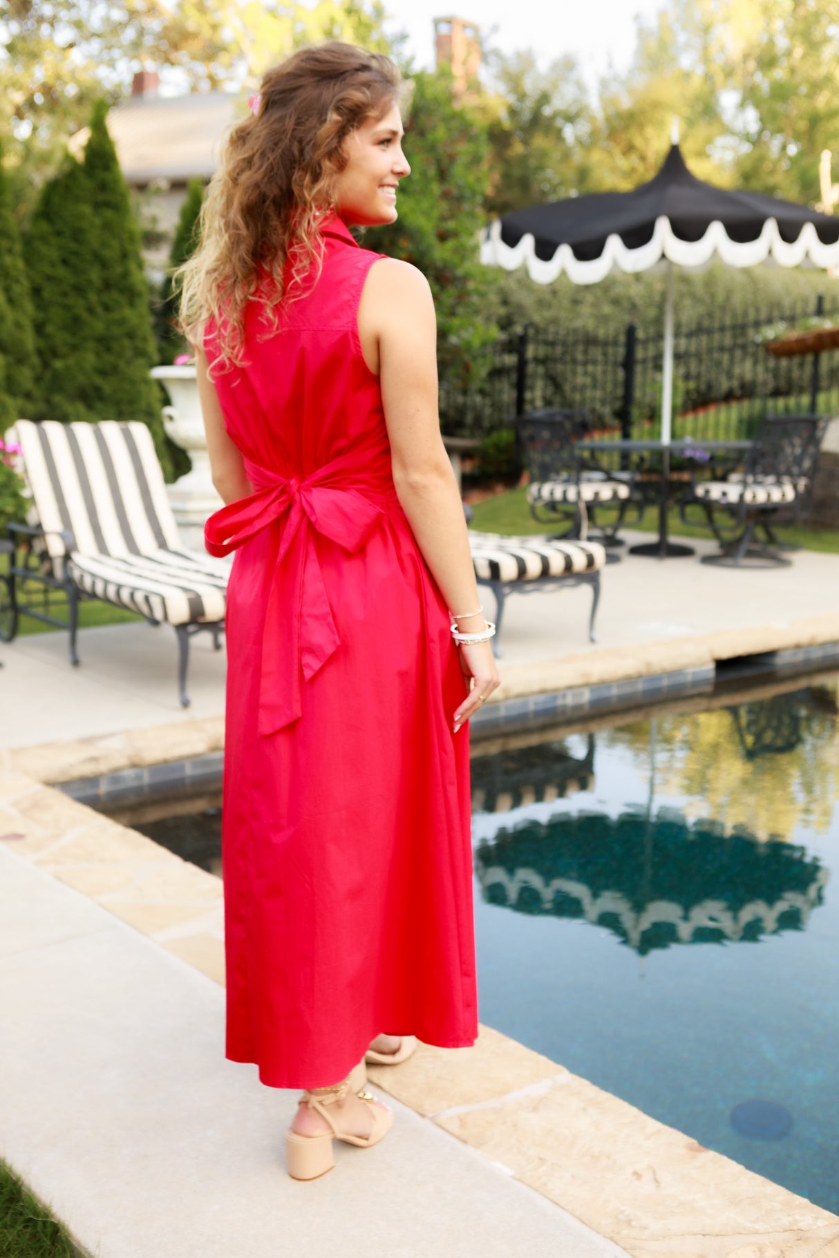 Red Midi Shirt Dress
