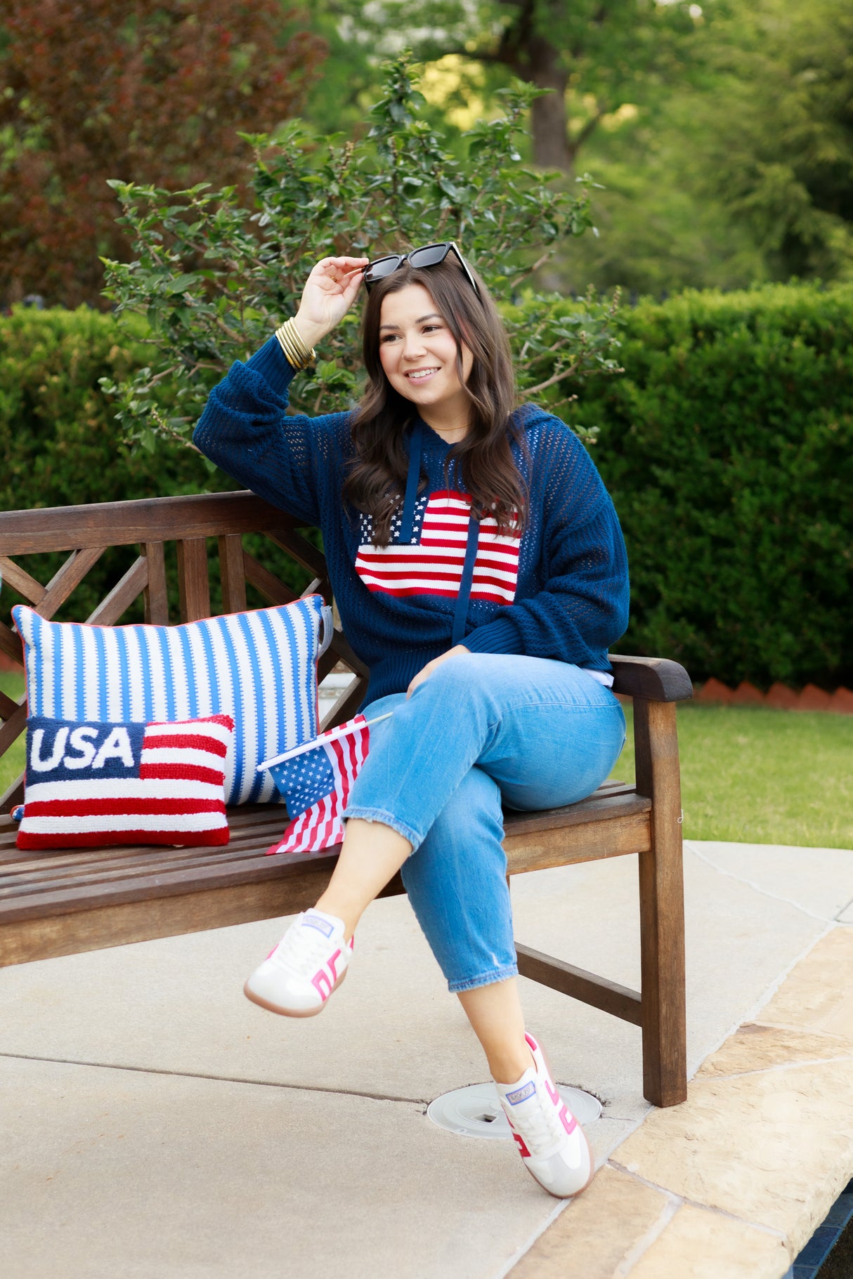 Open Stitch Long Sleeve Hooded Pullover Sweater
