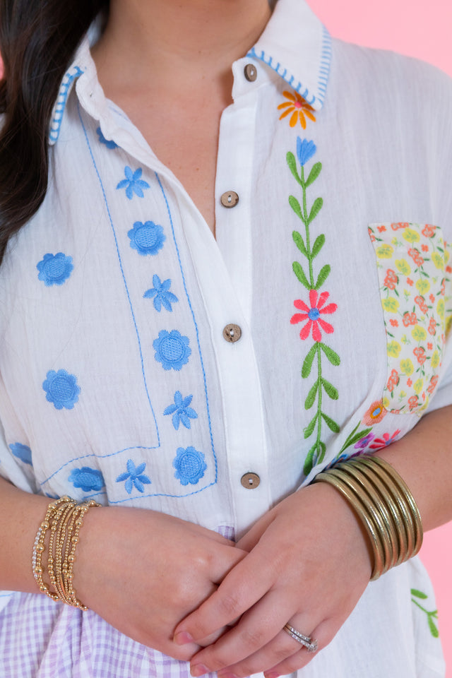 Multi-Embroidered Boho Shirt