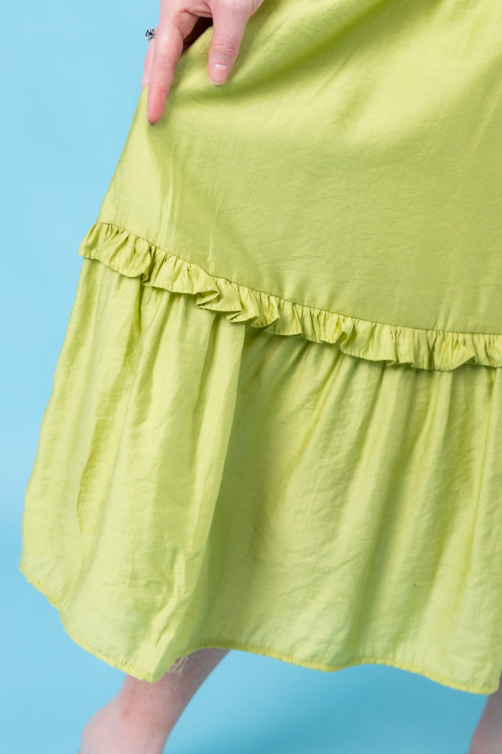 Kiwi Kissed Ruffle Midi Dress