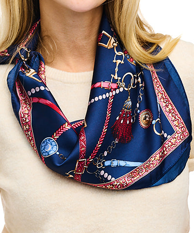 Madison's Exclusive | Horsebit Chain & Tassel Print Bandana