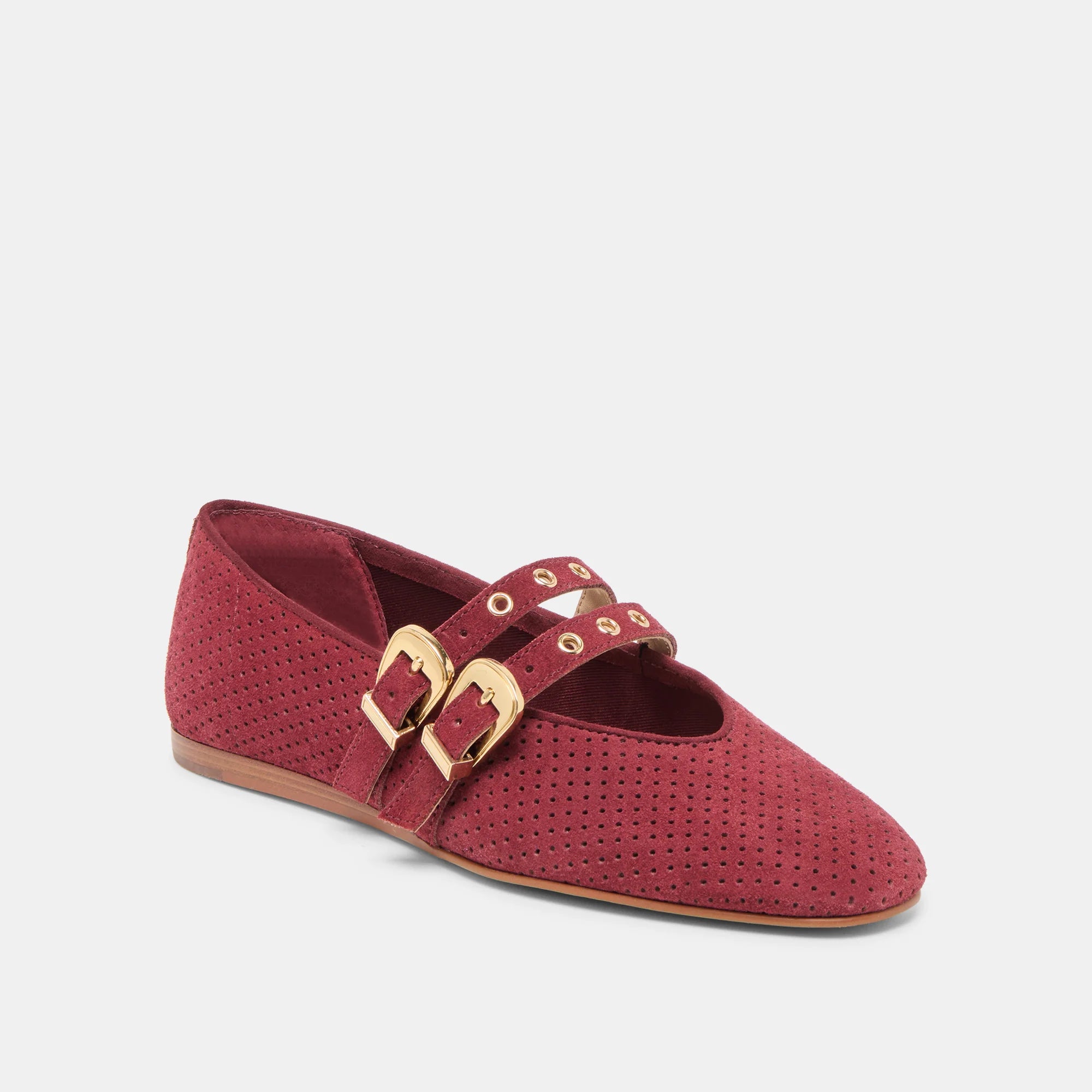 Dolce Vita | Baylee Grommet Ballet Flats Oxblood Perforated Suede