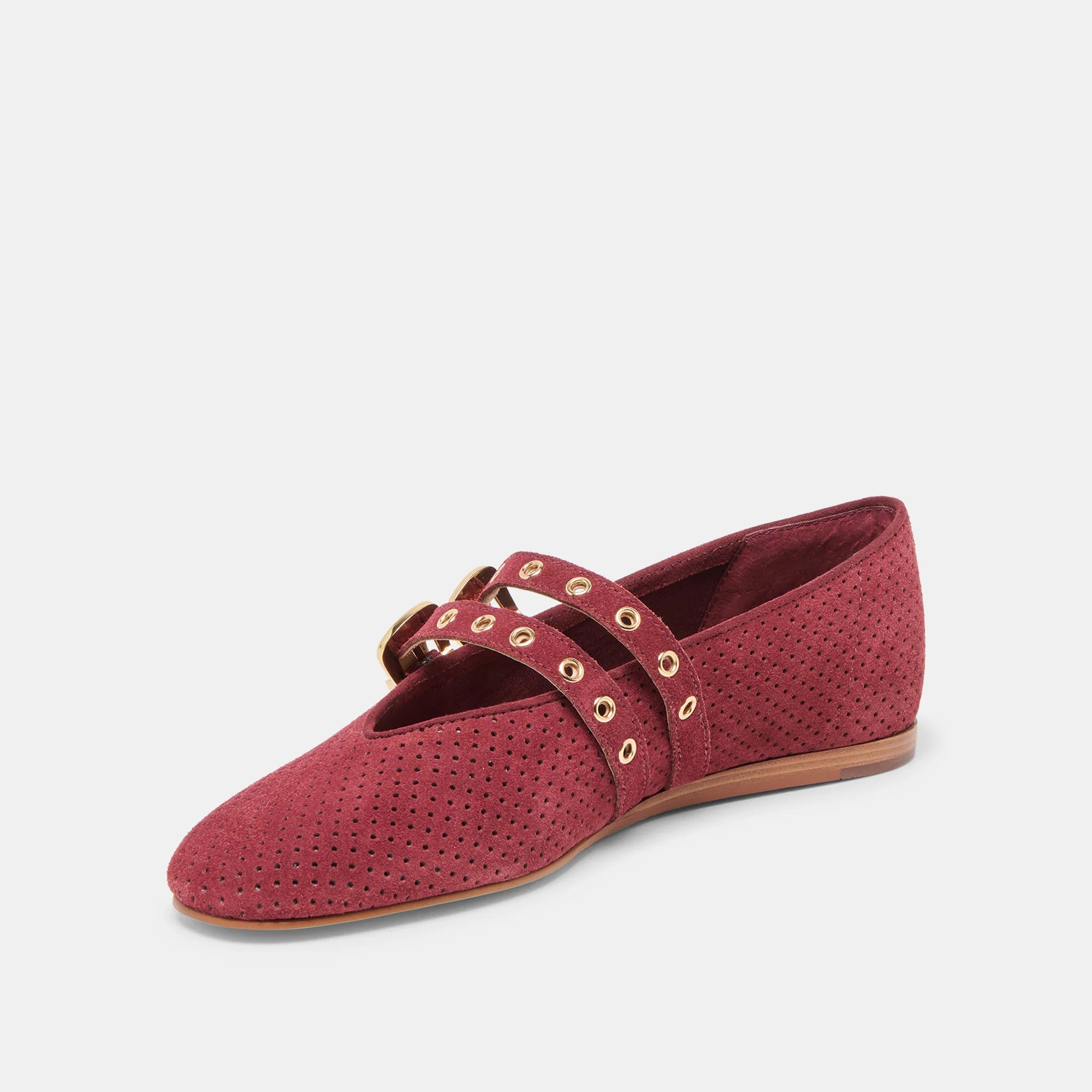 Dolce Vita | Baylee Grommet Ballet Flats Oxblood Perforated Suede