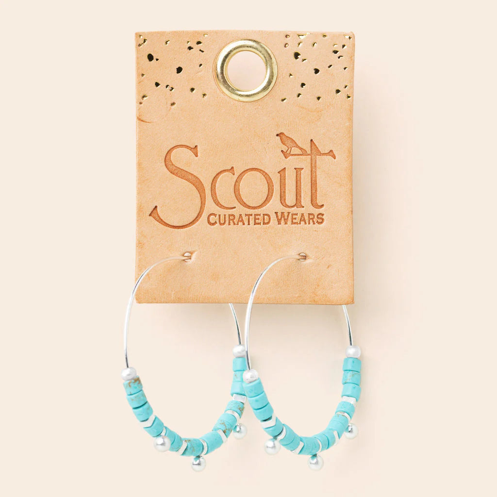 Scout | Stone Disc Hoop Earring - Turquoise/Silver