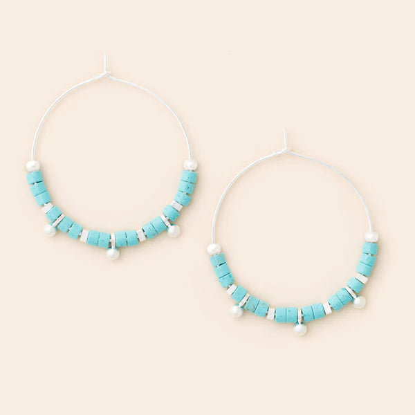 Scout | Stone Disc Hoop Earring - Turquoise/Silver