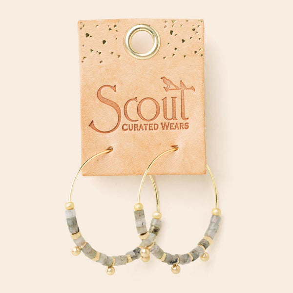 Scout | Stone Disc Hoop Earring - Labradorite/Gold