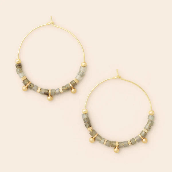 Scout | Stone Disc Hoop Earring - Labradorite/Gold