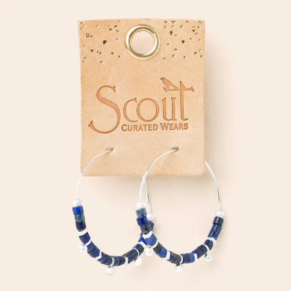 Scout | Stone Disc Hoop Earring - Lapis/Silver