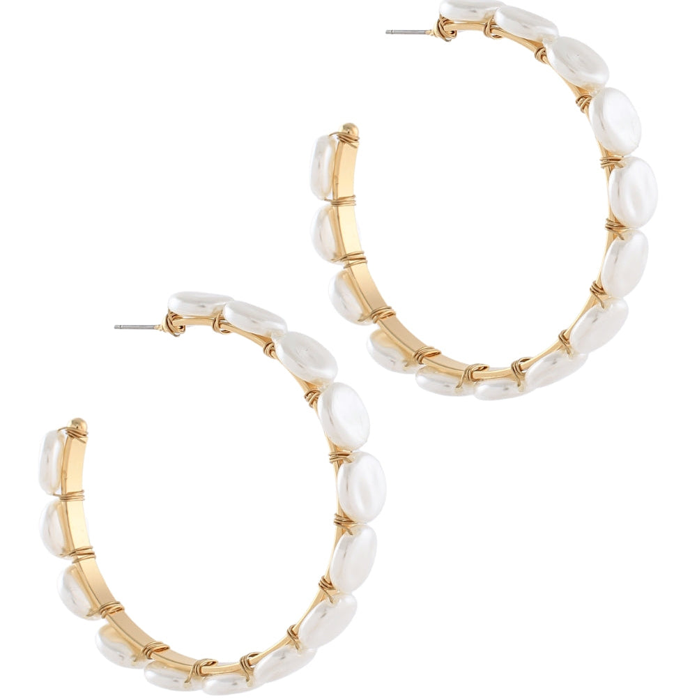 Madison’s Exclusive | Pearl Halo Hoop Earrings