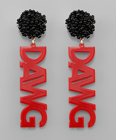 DAWG Letter Pompom Earrings