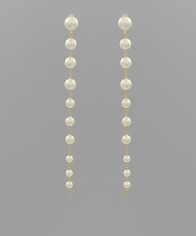 Madison's Exclusive | Long Pearl Drop Earrings