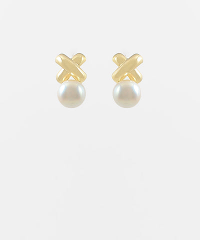 Madison's Exclusive | Pearl and Gold X Earrings