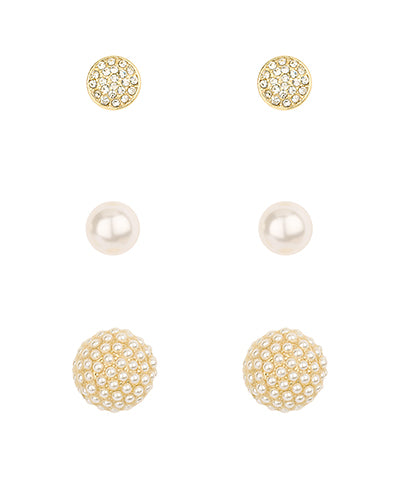 Madison's Exclusive | Dome & Pearl Earrings Set