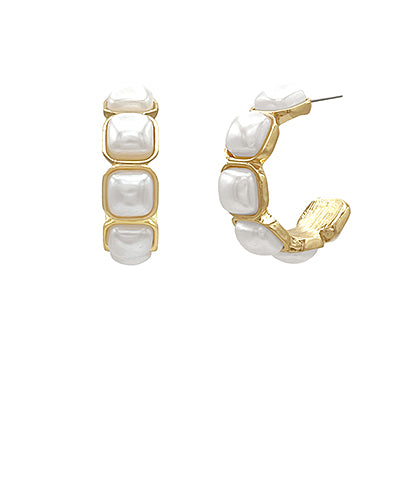 Madison's Exclusive | Square Pearl Hoops