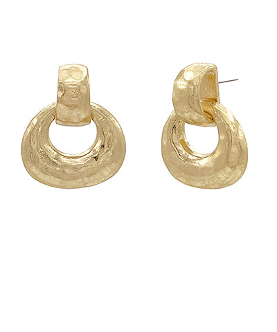 Madison's Exclusive | Hammered Gradual Door Knocker Earrings Vintage Gold