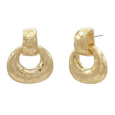 Madison's Exclusive | Hammered Gradual Door Knocker Earrings Vintage Gold