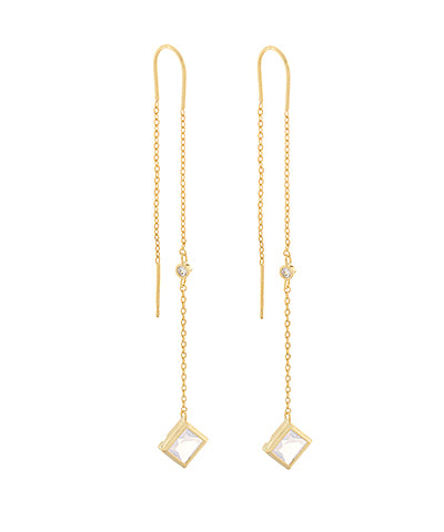 Madison's Exclusive | End Square Stone CZ Wire Earrings