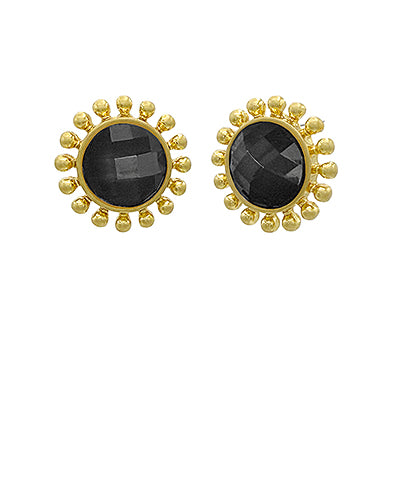 Madison's Exclusive | Dotted & Faceted Round Stone Earrings