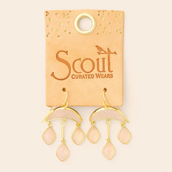 Scout | Stone Crescent Drop Earring - Rose Quartz/Gold