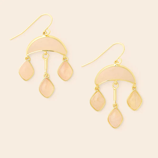 Scout | Stone Crescent Drop Earring - Rose Quartz/Gold