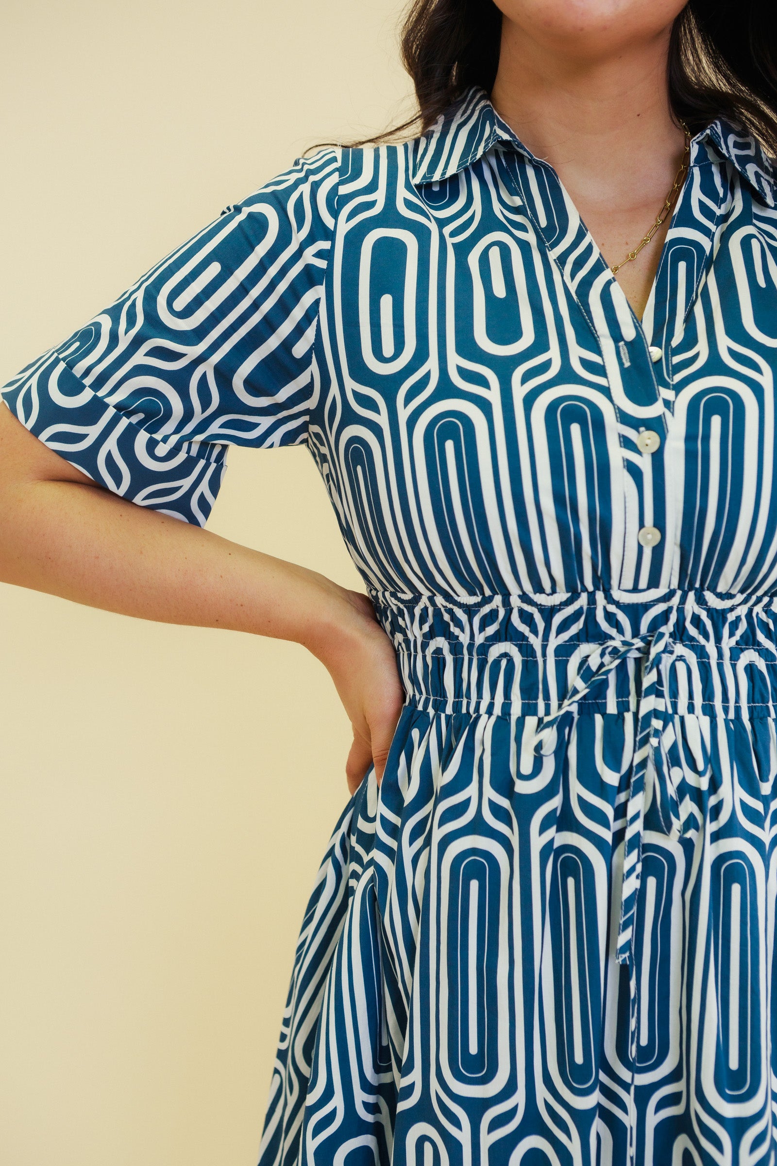 Santorini Geo Print Cotton Midi Dress