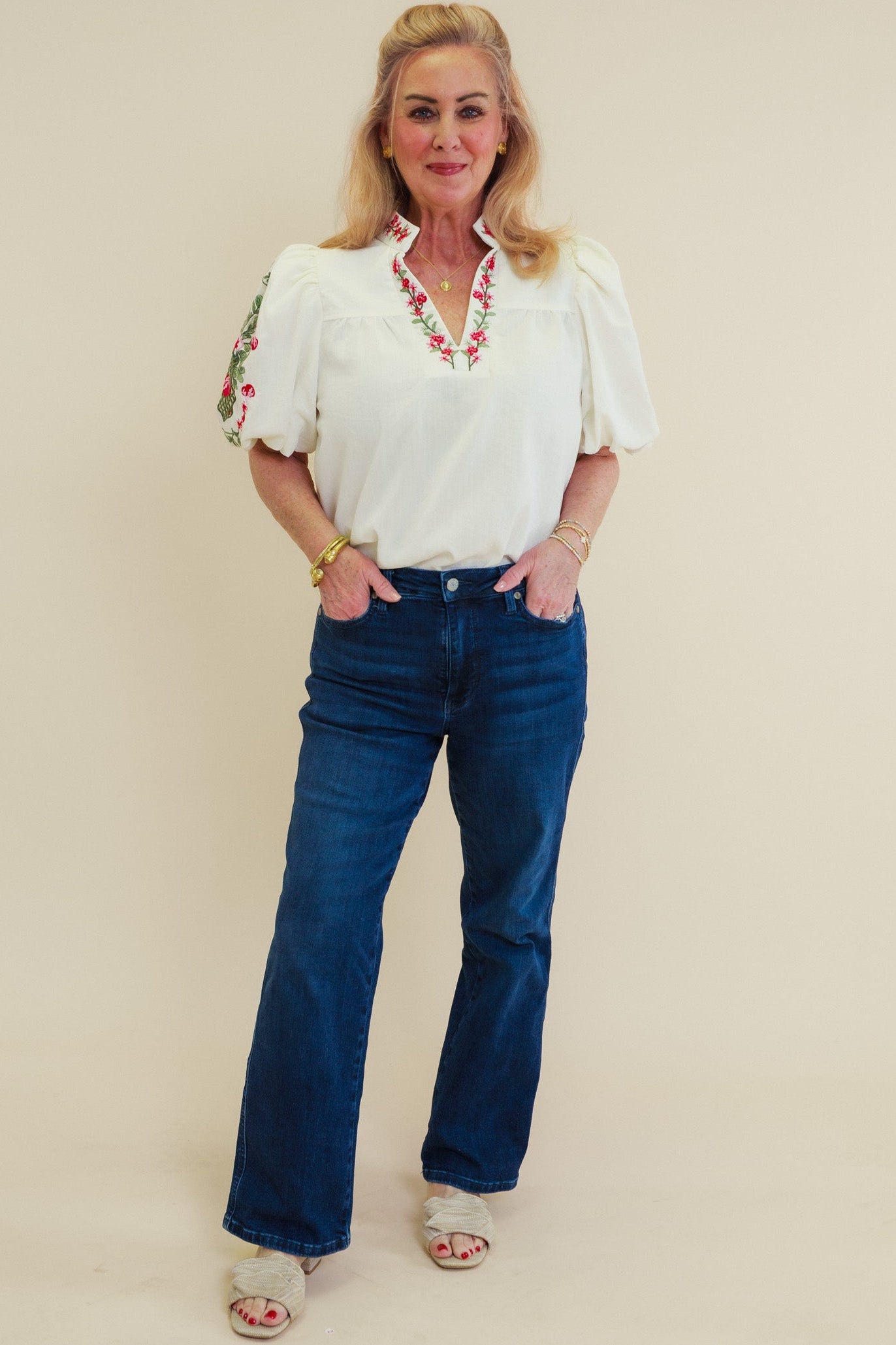 The Ruby Vine Embordered Top