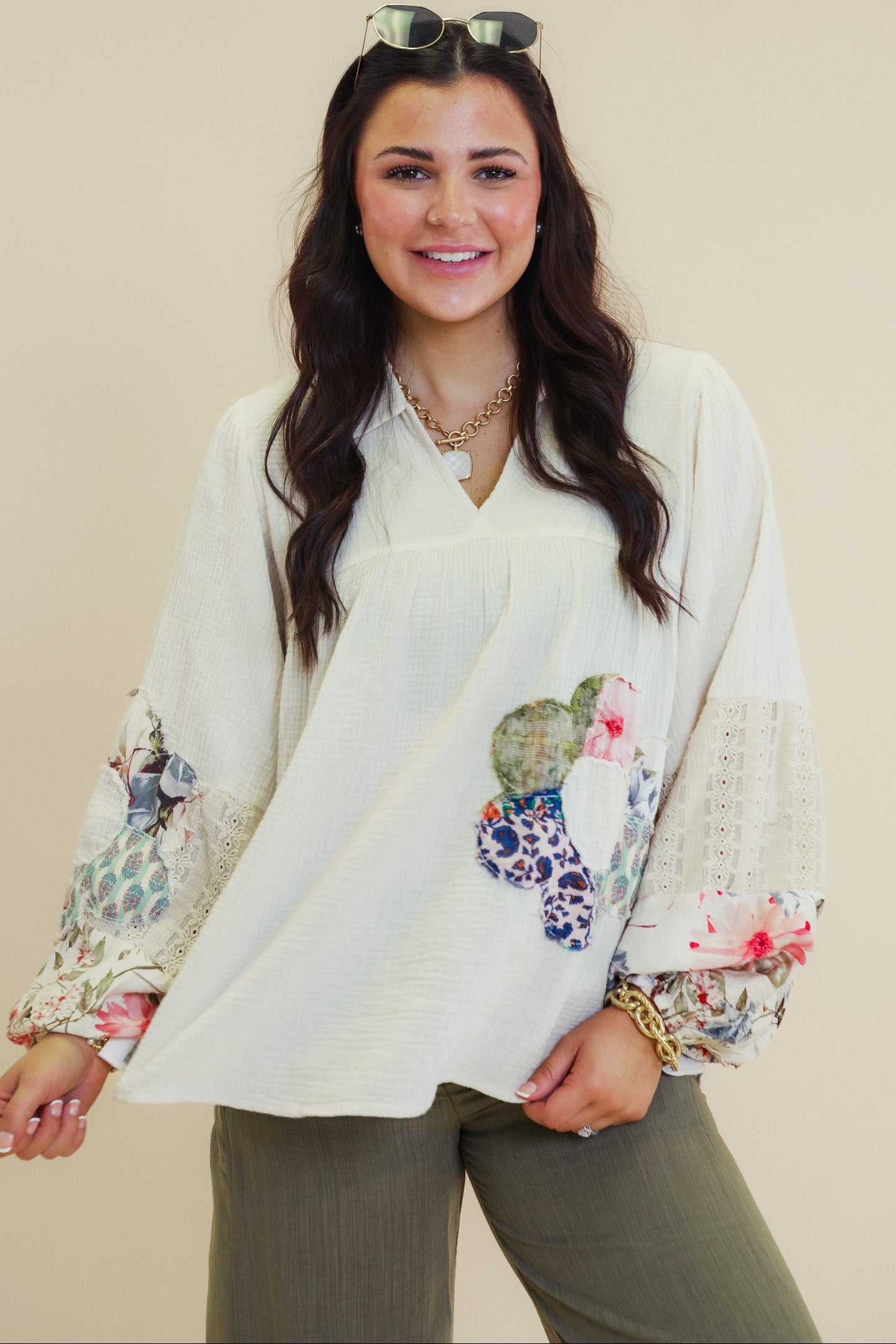 Patchwork Washed Cotton Gauze Tunic