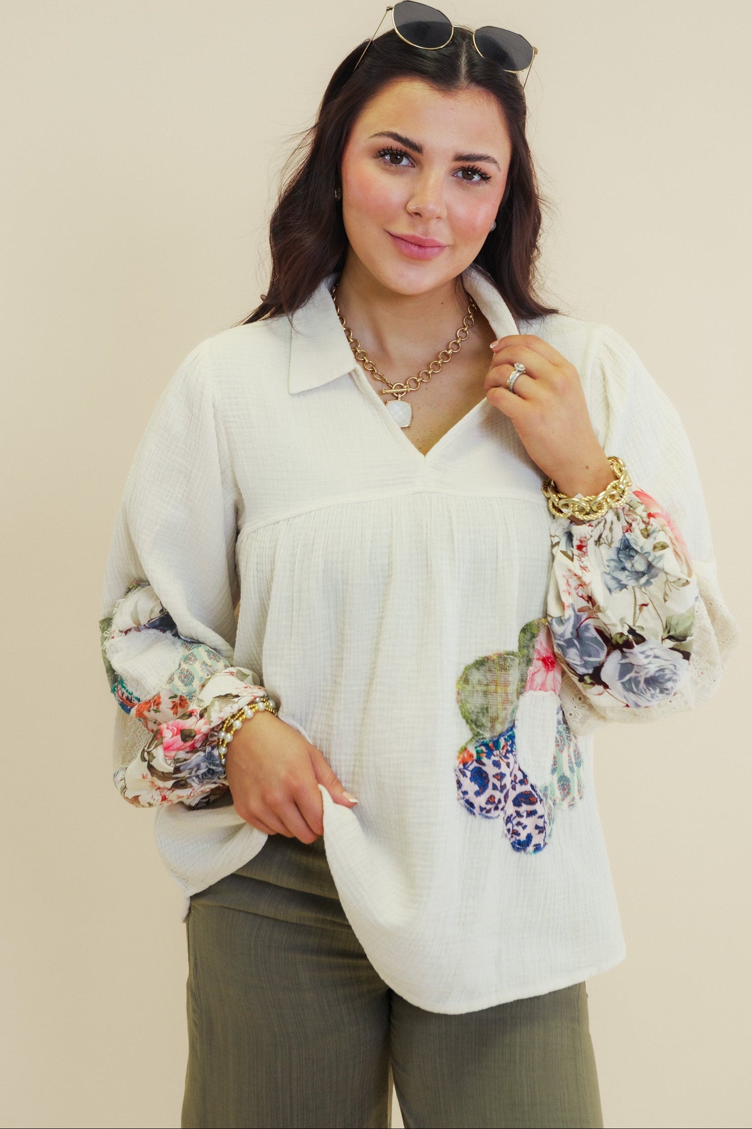 Patchwork Washed Cotton Gauze Tunic