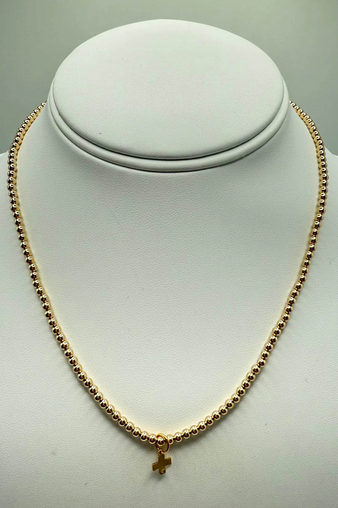 Enewton | 17" Choker Classic Gold 3mm Bead - Signature Cross Gold Charm