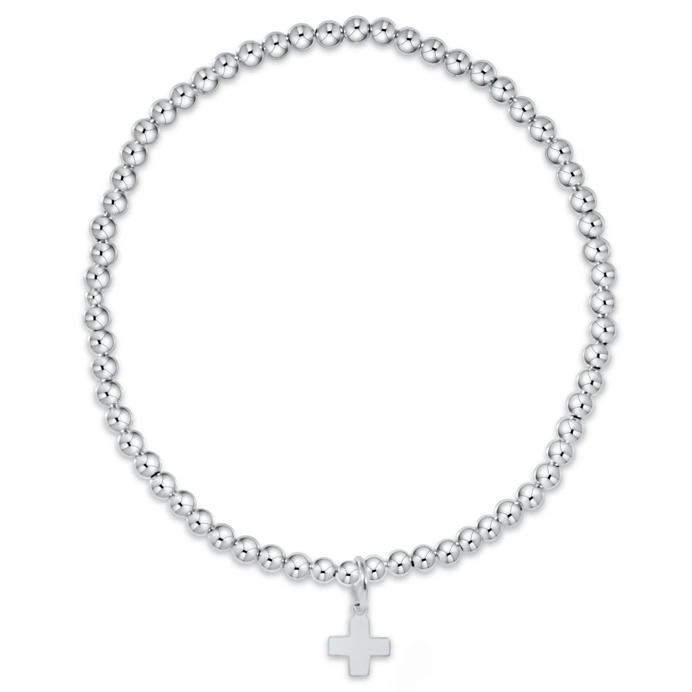 Enewton | Classic Sterling 3mm Bead Bracelet - Signature Cross Sterling Charm