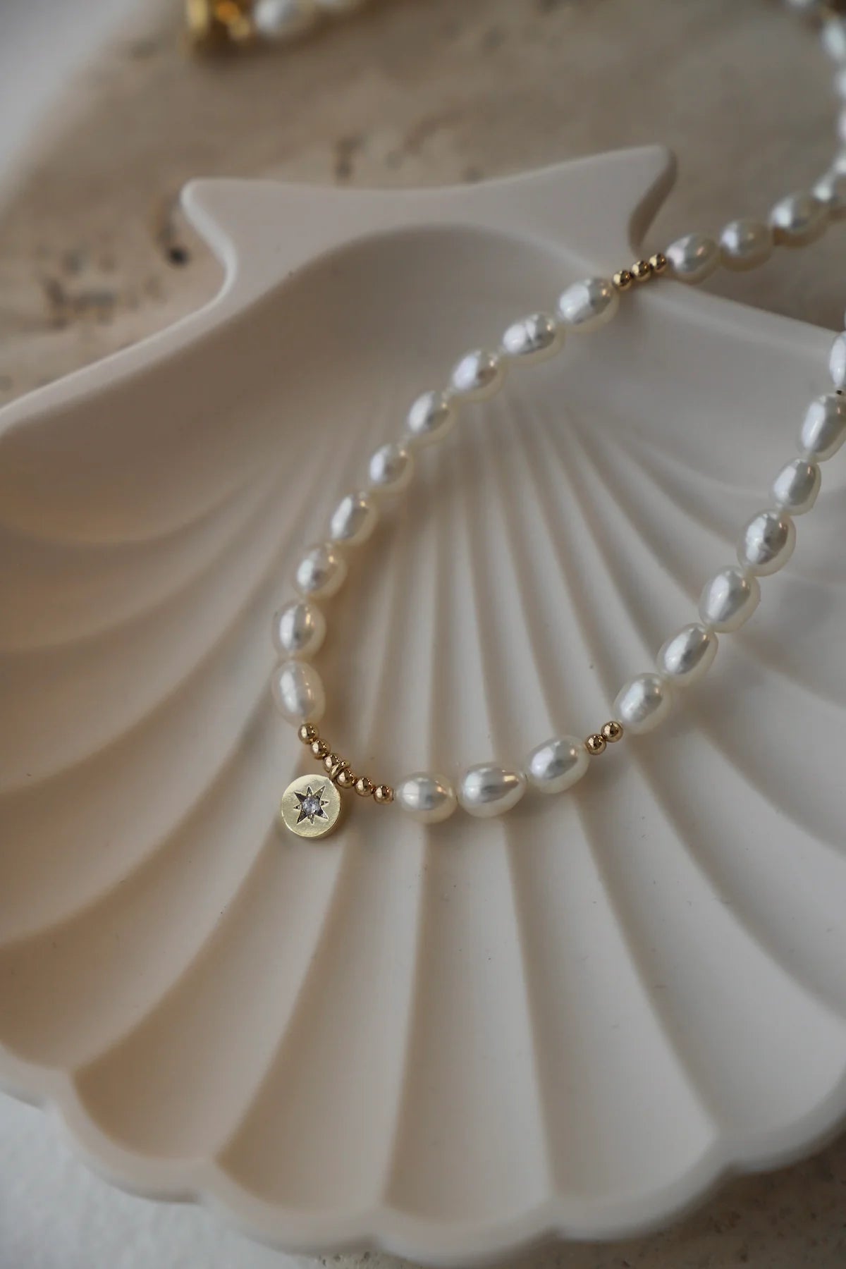 Katie Waltman | PEARL BEADED STAR MEDALLION NECKLACE